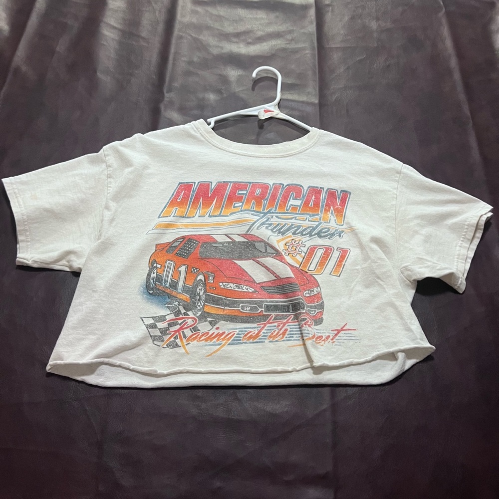 Large tee cut into crop top